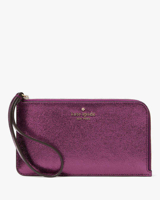 Kate Spade Lucy Medium L-zip Wristlet metalic purple