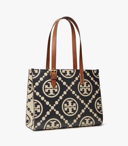 SMALL T MONOGRAM CONTRAST EMBOSSED TOTE TORY BURCH