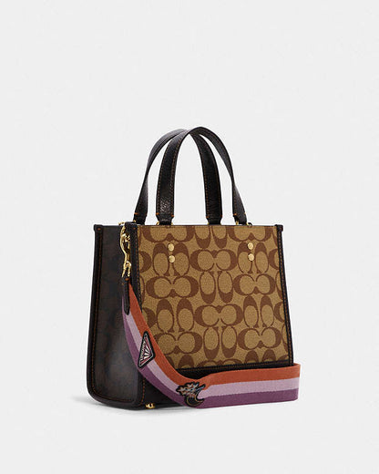 Coach Dempsey Tote 22 In Colorblock Signature Canvas With Disco Patches