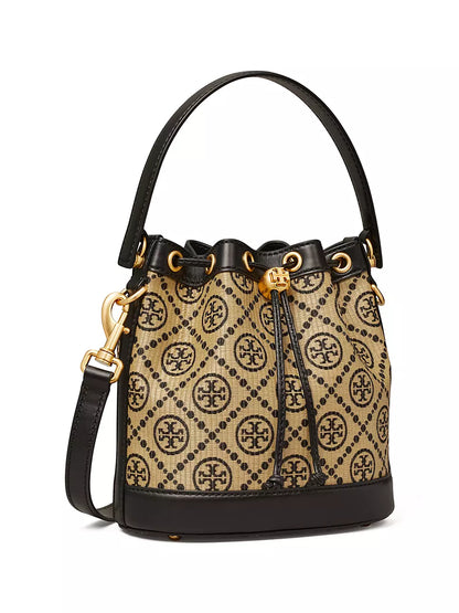 Tory Burch T Monogram Raffia Bucket Bag