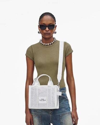 THE CRYSTAL CANVAS SMALL TOTE BAG IN WHITE