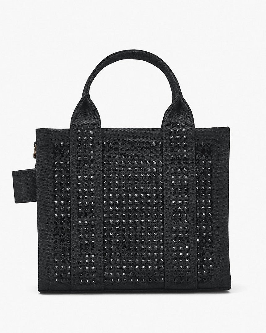 THE CRYSTAL CANVAS MICRO CROSSBODY TOTE BAG IN BLACK