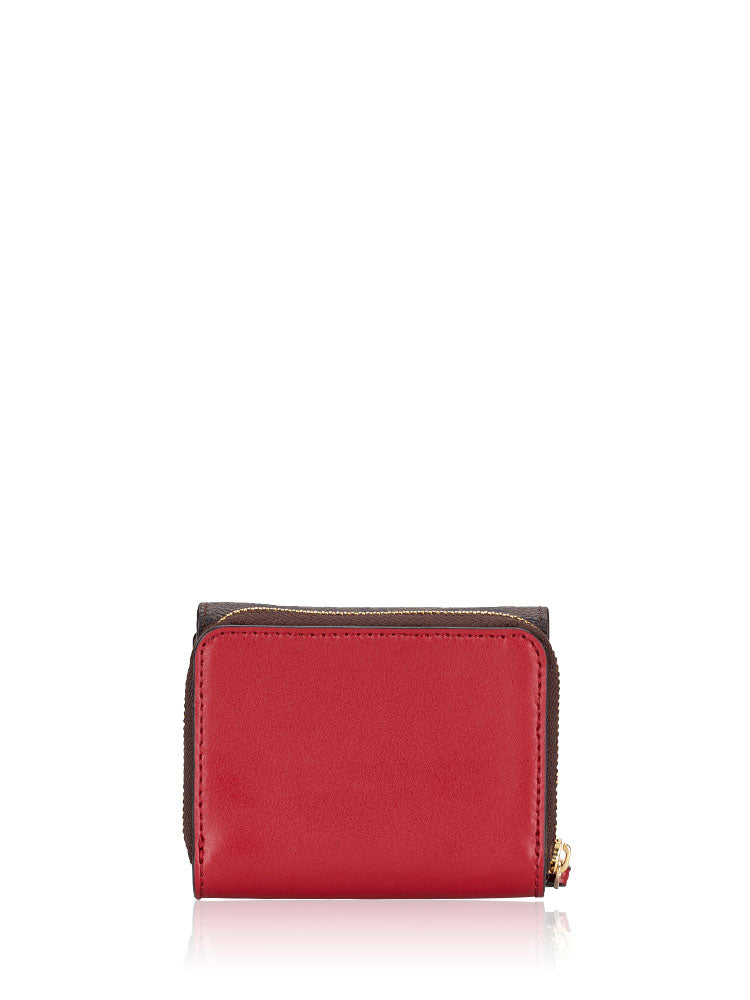 COACH Signature Small Trifold Wallet Brown Red