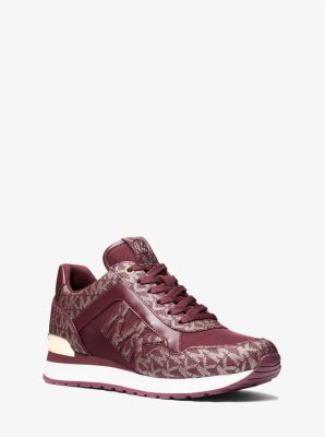 Michael Kors Maddy Two-Tone Logo Trainer oxblood