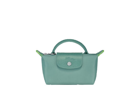 LONGCHAMP LE PLIAGE GREEN MINI POUCH WITH HANDLE