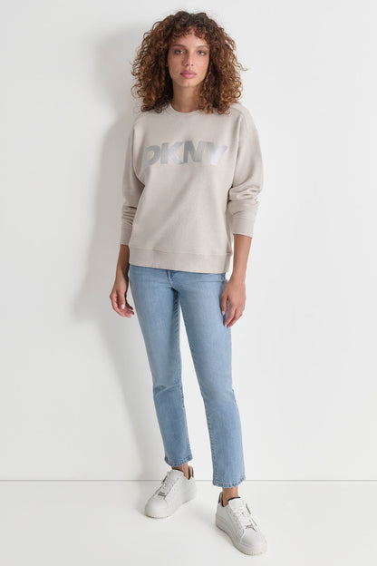 DKNY SEQUIN LOGO SWEATSHIRT