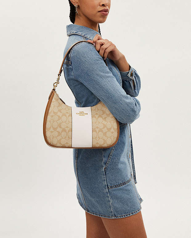 Coach Teri Hobo Bag In Signature Canvas With Stripe