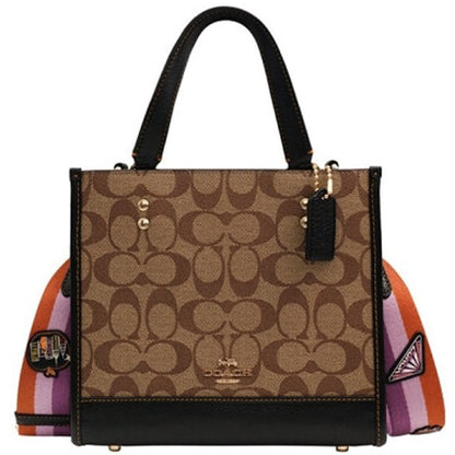 Coach Dempsey Tote 22 In Colorblock Signature Canvas With Disco Patches