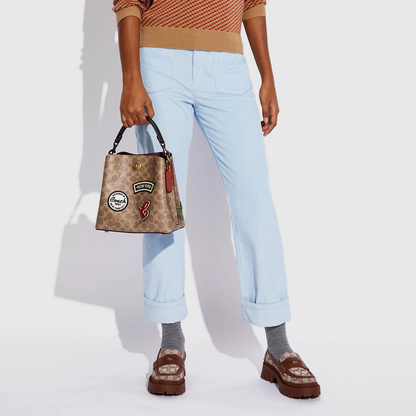 COACH WILLOW SIGNATURE CANVAS PATCHES BUCKET BAG