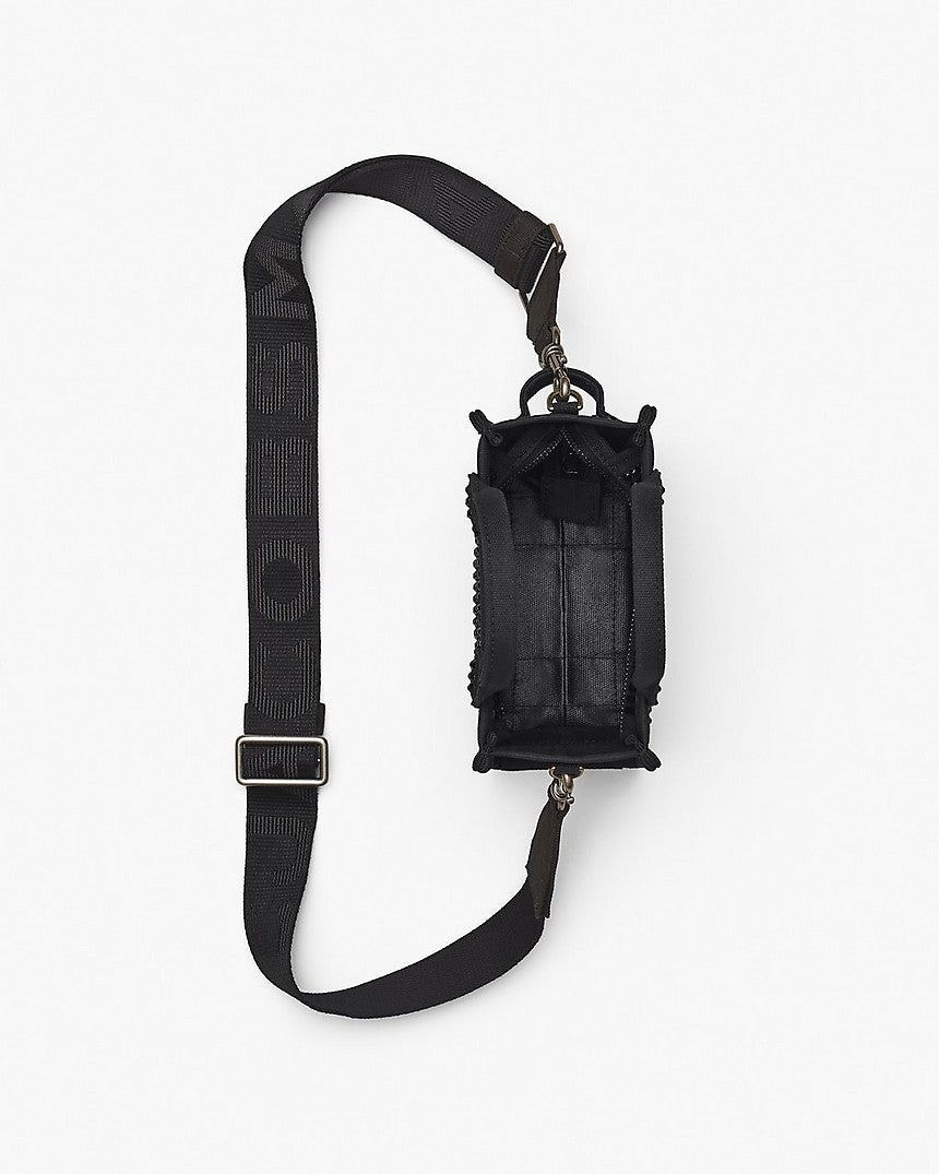 THE CRYSTAL CANVAS MICRO CROSSBODY TOTE BAG IN BLACK