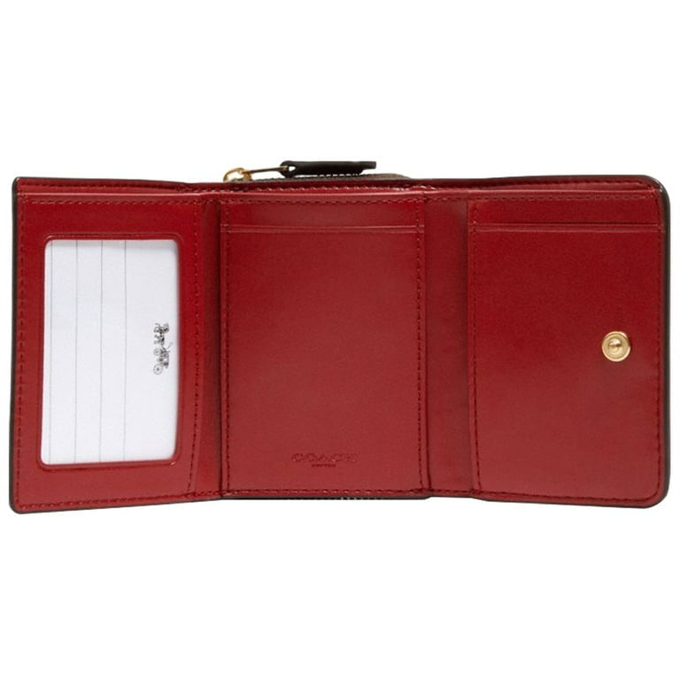 COACH Signature Small Trifold Wallet Brown Red