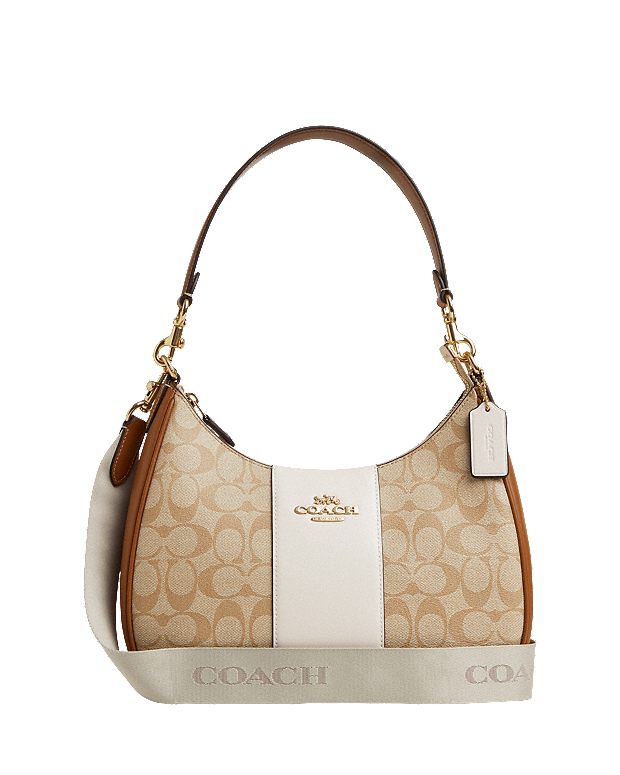 Coach Teri Hobo Bag In Signature Canvas With Stripe