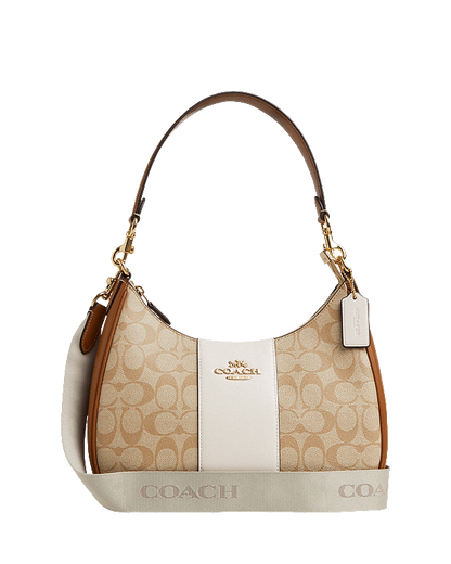 Coach Teri Hobo Bag In Signature Canvas With Stripe