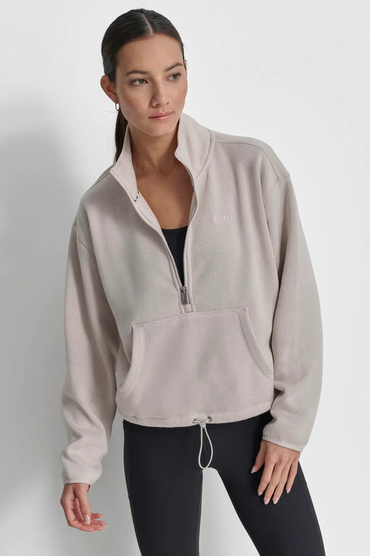 DKNY HALF ZIP FLEECE PULLOVER LARGE