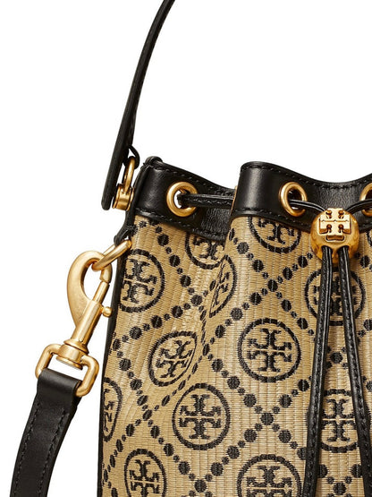 Tory Burch T Monogram Raffia Bucket Bag