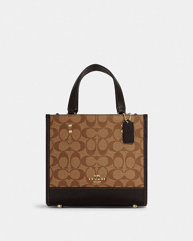 Coach Dempsey Tote 22 In Colorblock Signature Canvas With Disco Patches