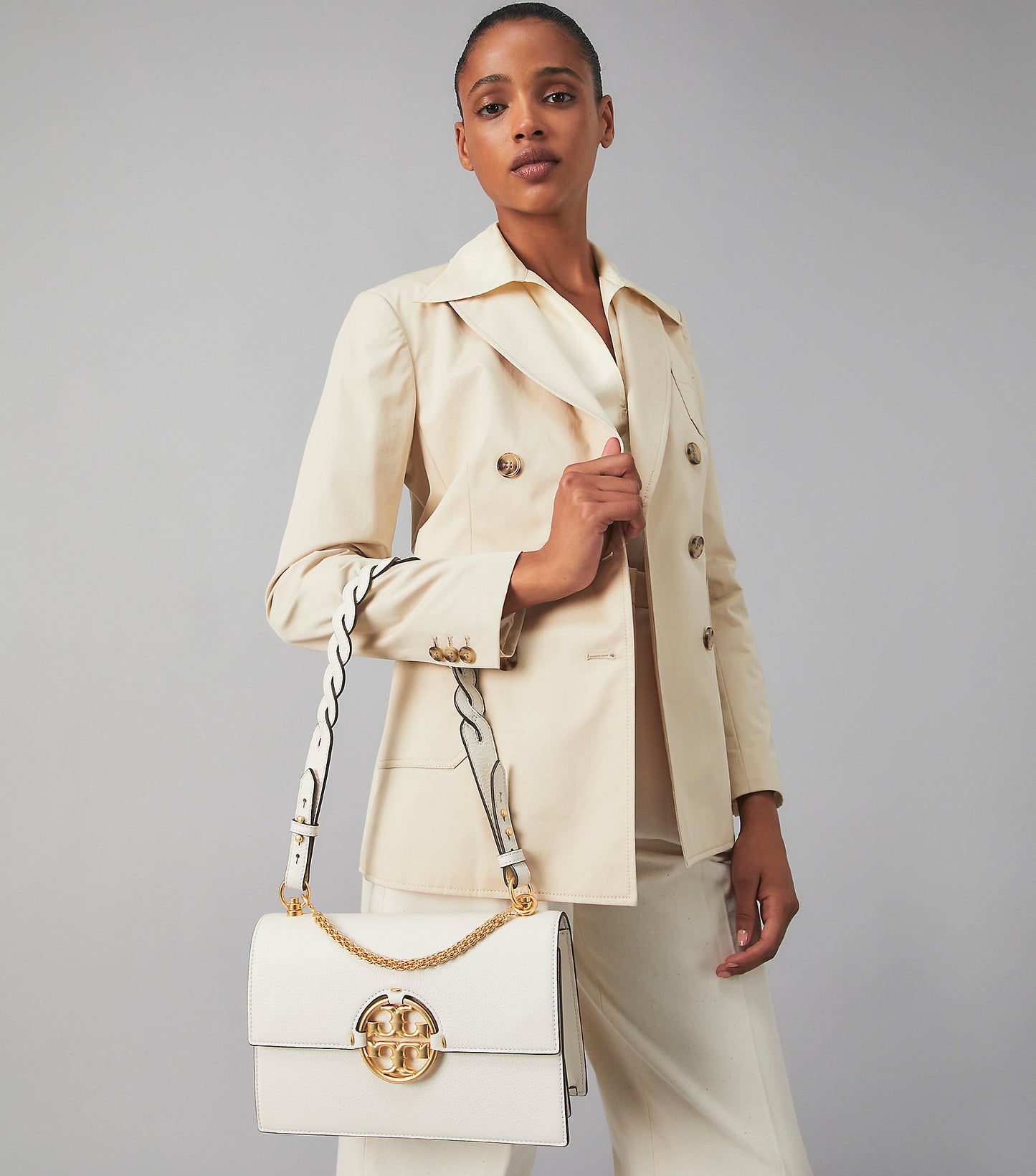 TORY BURCH MILLER BRAIDED SHOULDER BAG