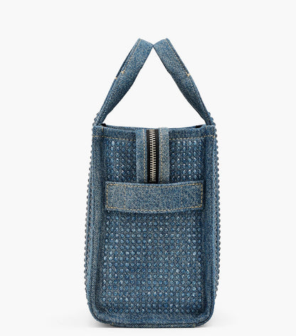 MARC JACOBS THE CRYSTAL DENIM SMALL TOTE BAG