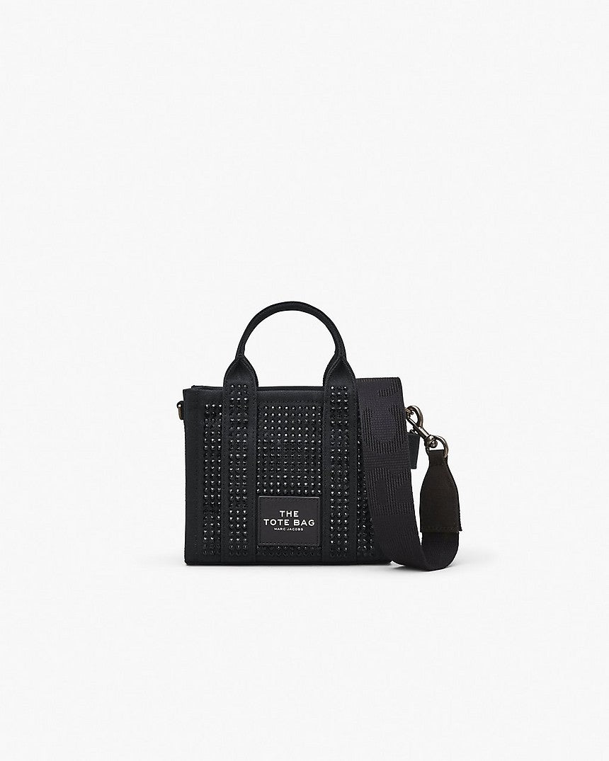 THE CRYSTAL CANVAS MICRO CROSSBODY TOTE BAG IN BLACK