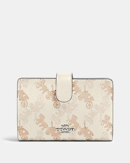 Coach Medium Corner Zip Wallet With Horse And Carriage Print