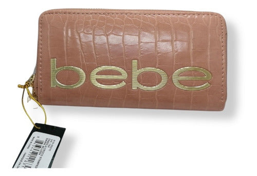 Bebe large pink croc leather wallet