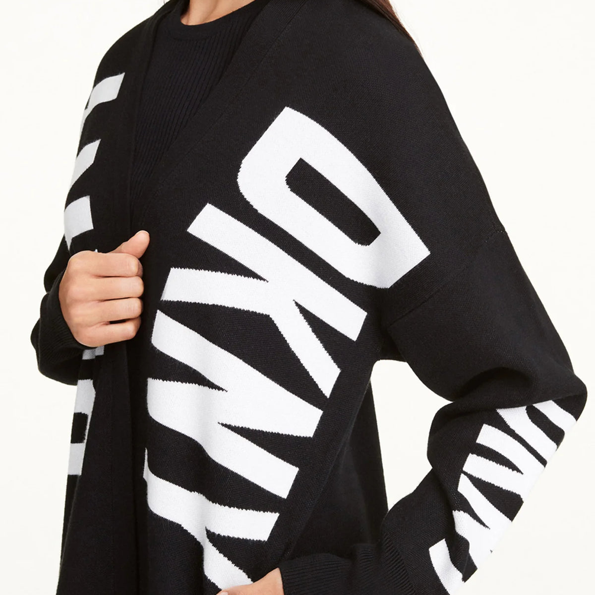 DKNY OVERSIZED LOGO CARDIGAN M