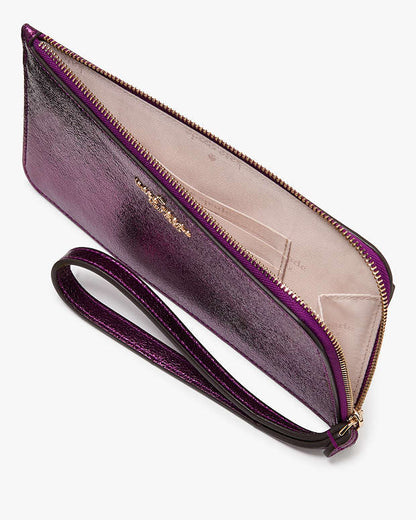 Kate Spade Lucy Medium L-zip Wristlet metalic purple