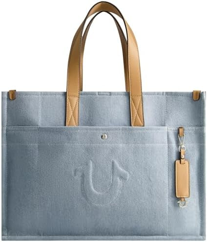 True Religion Stitched Horseshoe Large Tote Bag - Light Blue