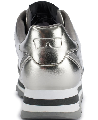 Karl Lagerfeld Paris Meade Low Top Logo Platform Sneakers silver size 37.5