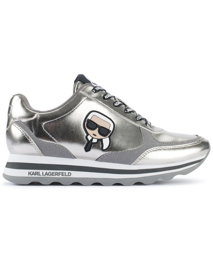 Karl Lagerfeld Paris Meade Low Top Logo Platform Sneakers silver size 37.5