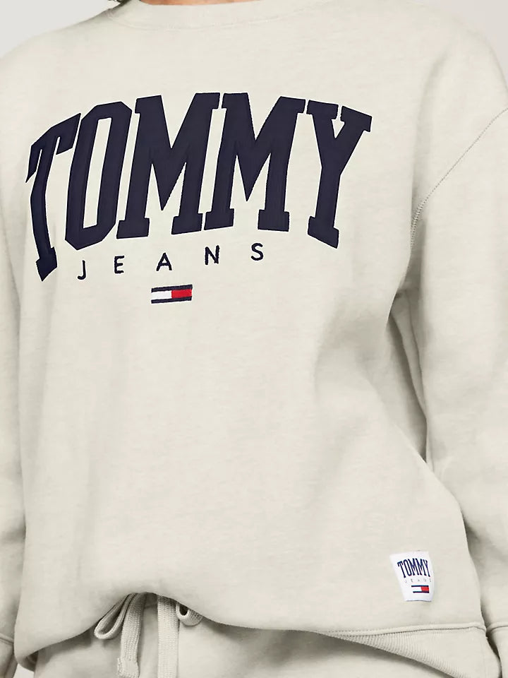 Tommy Hilfiger Embroidered TJ Varsity Logo Sweatshirt Off-White XL