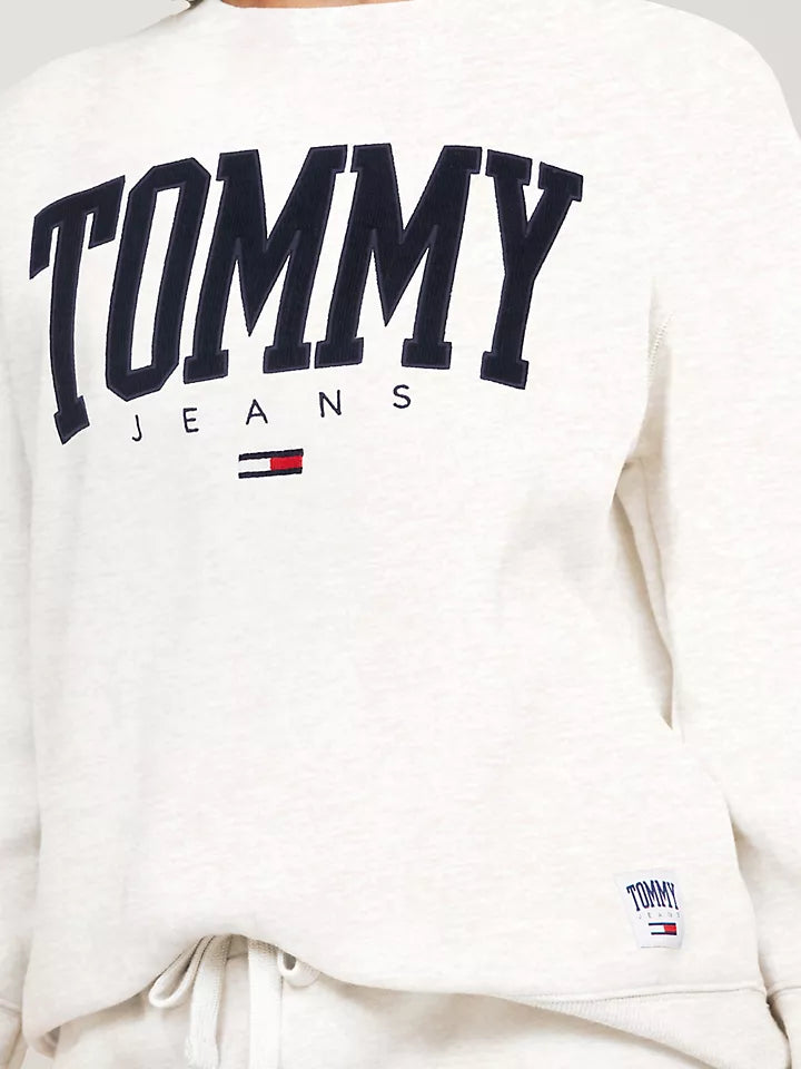 Tommy Hilfiger Embroidered TJ Varsity Logo Sweatshirt White M