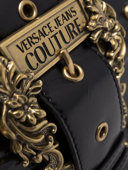 Versace Jeans Couture Baroque-buckle studded shoulder bag