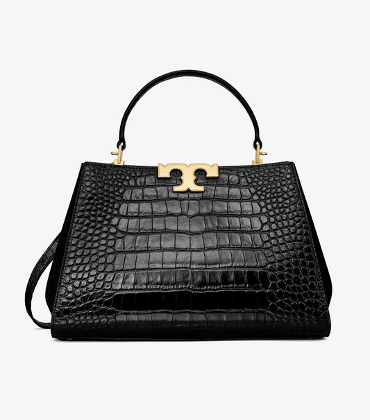 ELEANOR CROC-EMBOSSED SATCHEL TORY BURCH