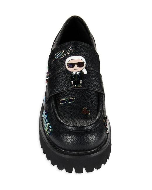 Karl Lagerfeld Paris Gaston Charm Leather Platform Loafers