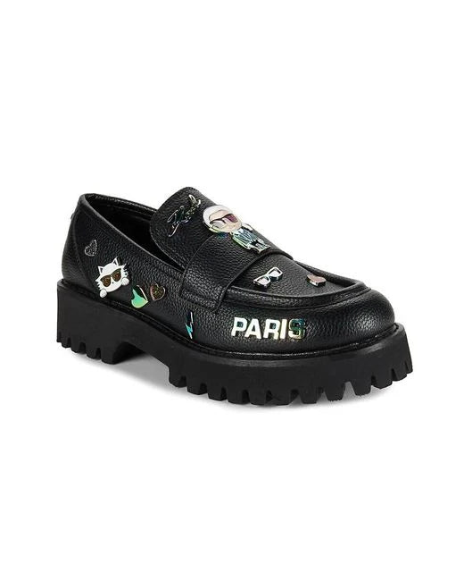 Karl Lagerfeld Paris Gaston Charm Leather Platform Loafers